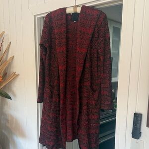 Chic Red and Black Women's Cardigan